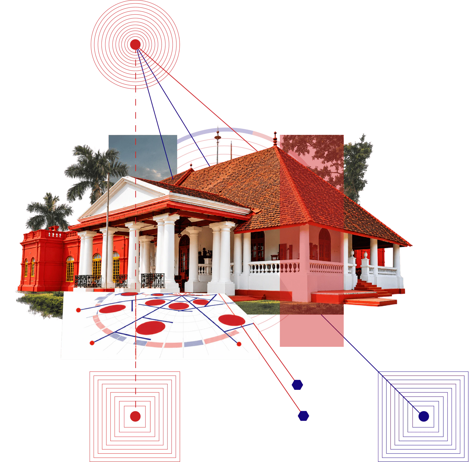 Kanakakunnu Palace with a stylised venue plan