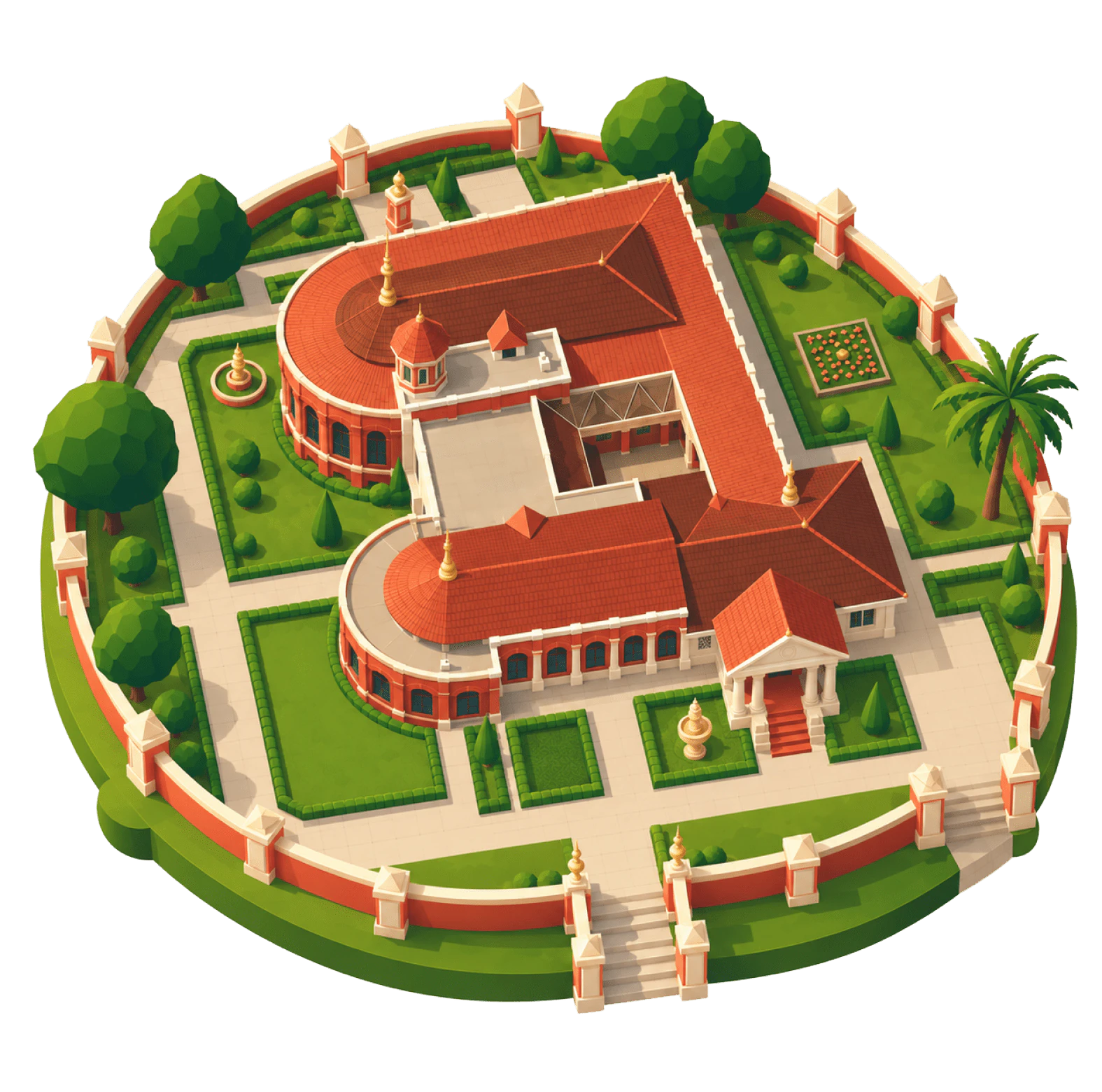 Illustration of Kanakakunnu Palace and its gardens